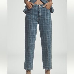 Damson Madder Tovie Jeans in Blue check front seam US 14 UK 18